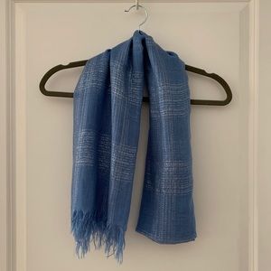 Blue / Silver Scarf with Fringes
